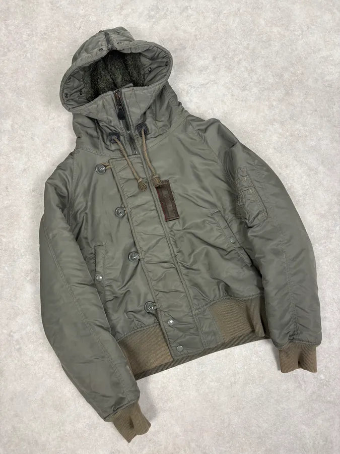 2010s Ralph Lauren Aviator Olive Military Hooded Bomber Jacket dnXwTgv 4