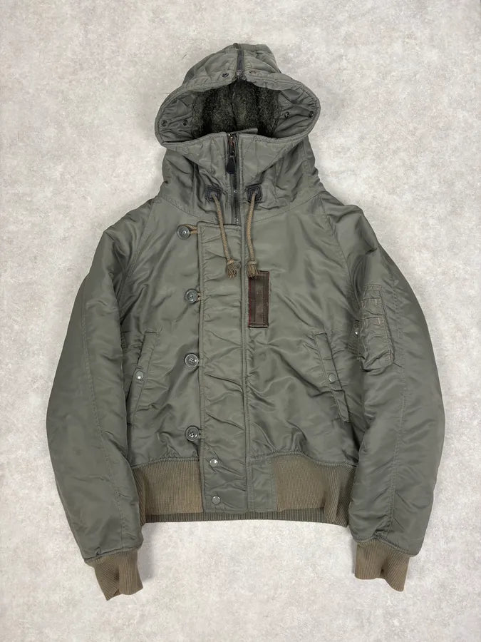 2010s Ralph Lauren Aviator Olive Military Hooded Bomber Jacket dnXwTgv 0