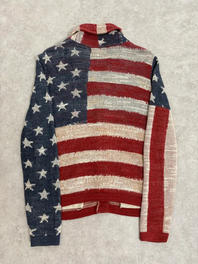 2000s Ralph Lauren Supply USA Flag Cardigan Gilet jkKmKaN 5