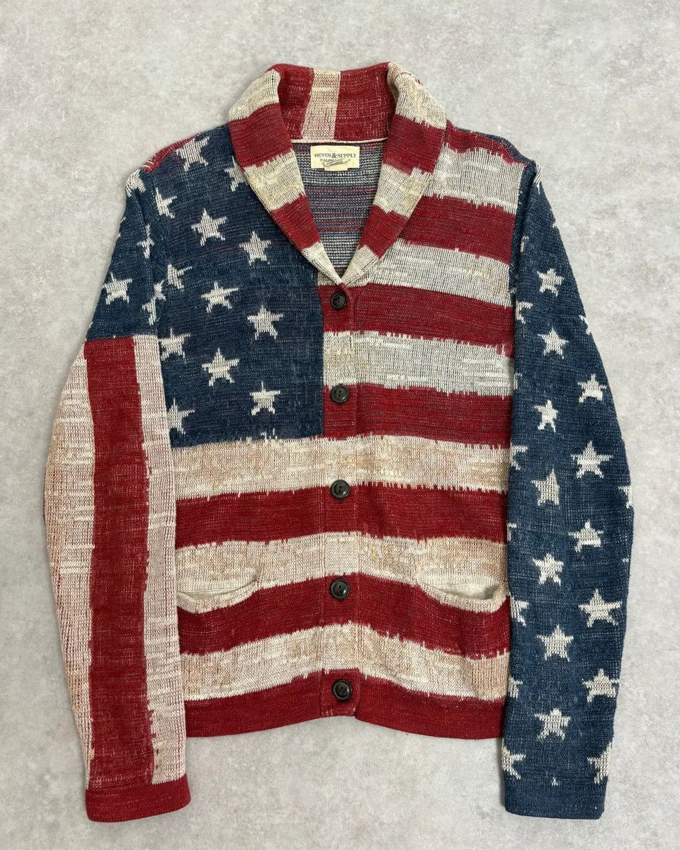 2000s Ralph Lauren Supply USA Flag Cardigan Gilet jkKmKaN 0