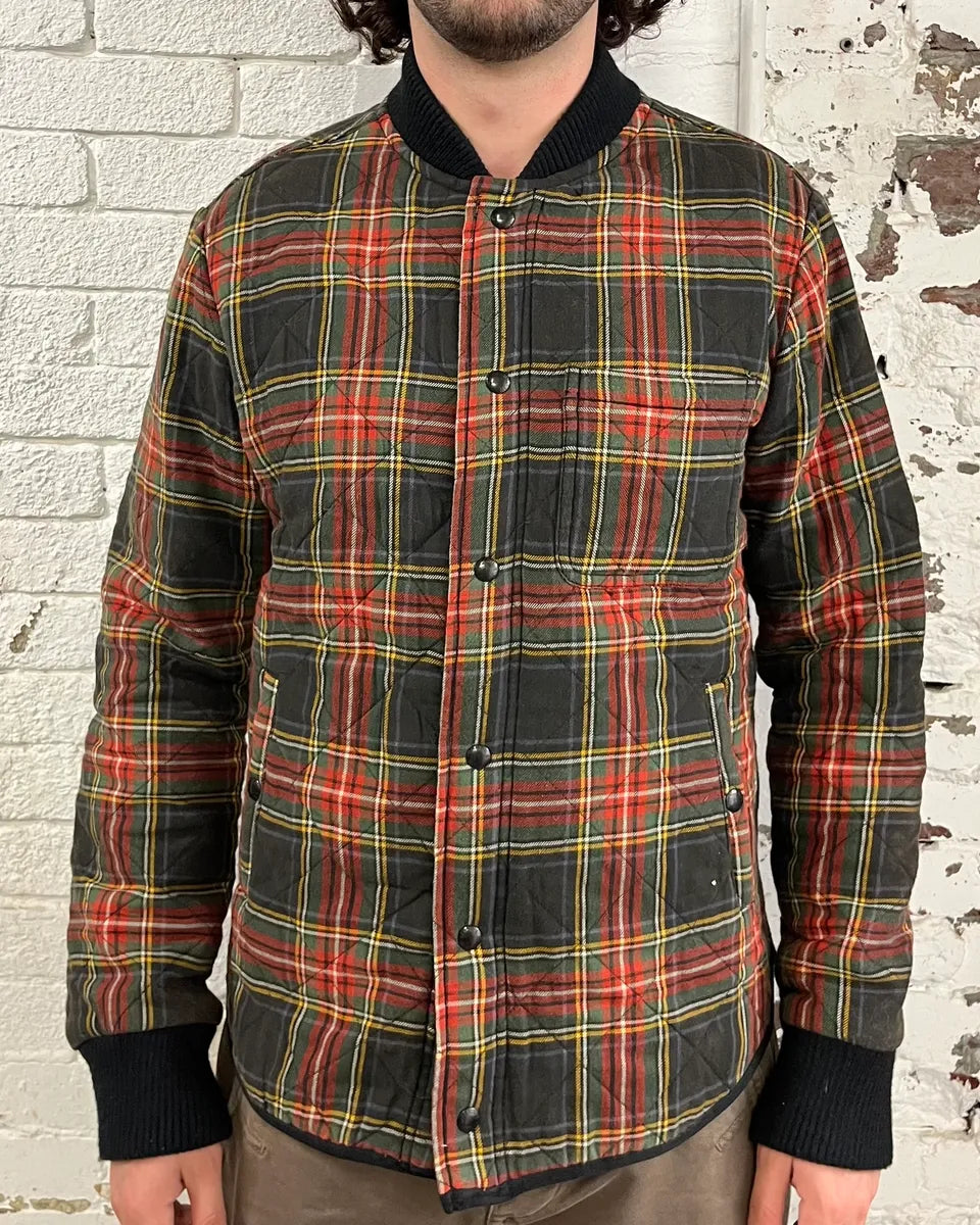 2000s Ralph Lauren Tartan Black & Red Quilted Bomber Jacket bUZlEpF 1