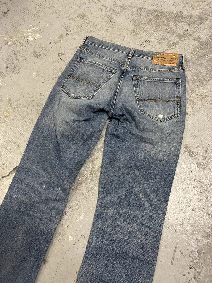 2000s Ralph Lauren USA Denim & Supply Blue Faded Jeans punAkgs 3