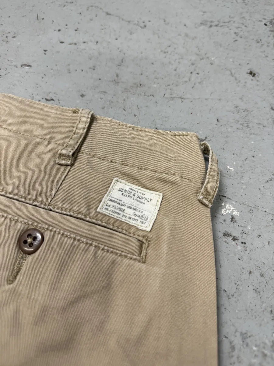 2000s Ralph Lauren USA Distressed Flag Beige Shorts CmqSfhW 10