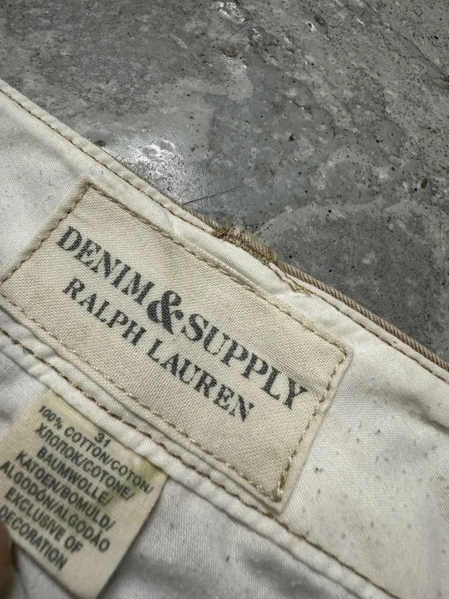 2000s Ralph Lauren USA Distressed Flag Beige Shorts CmqSfhW 8