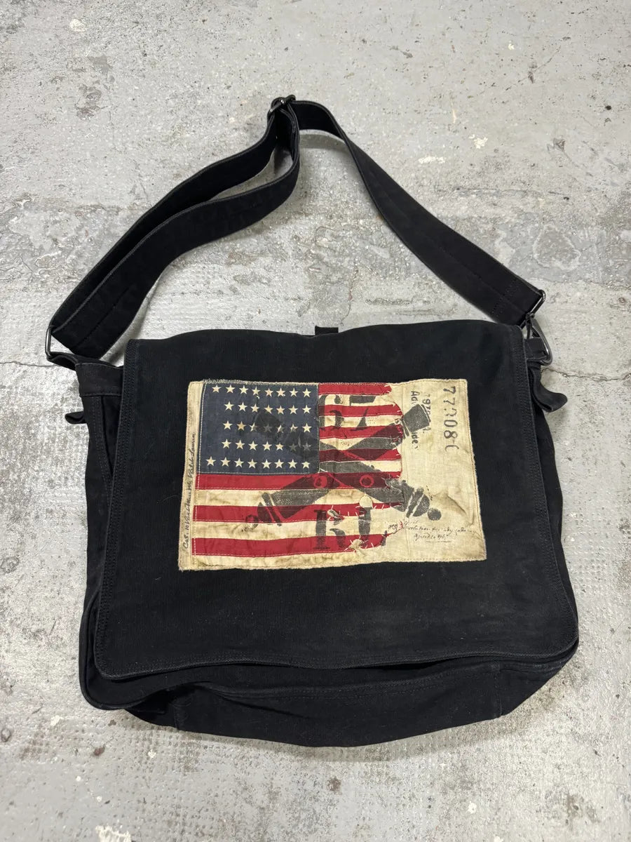 2000s Ralph Lauren USA Flag Black Shoulder Bag OomYOFb 0