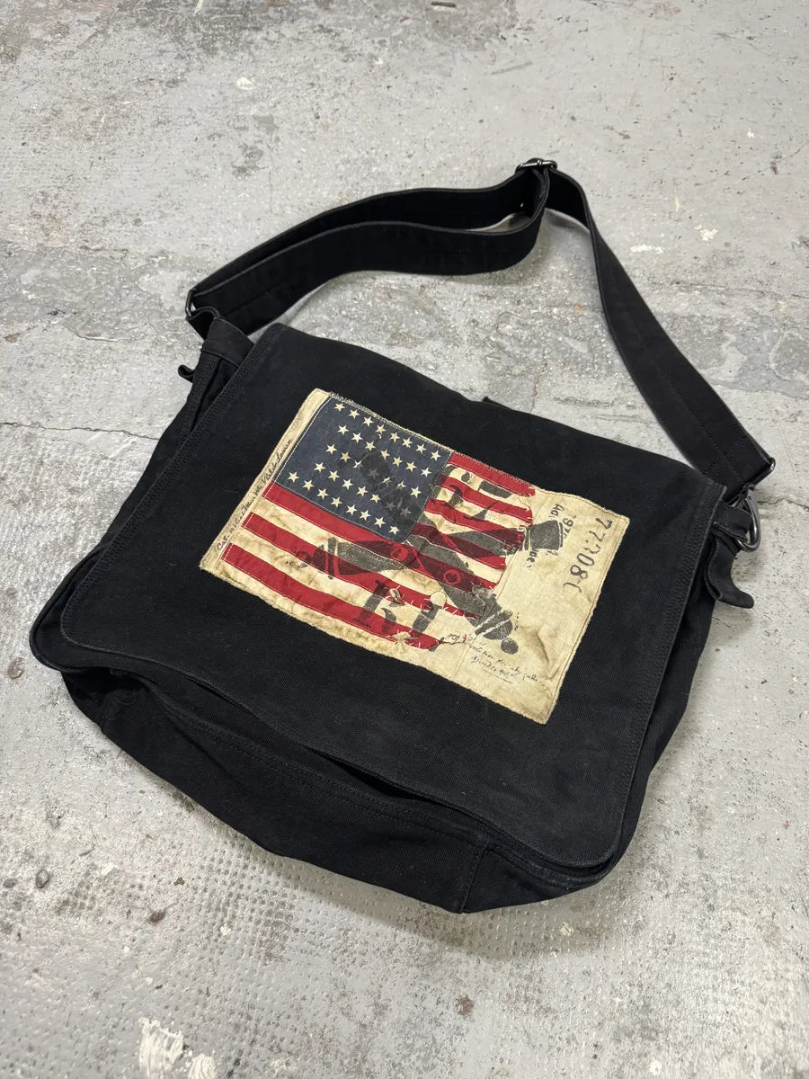 2000s Ralph Lauren USA Flag Black Shoulder Bag OomYOFb 2