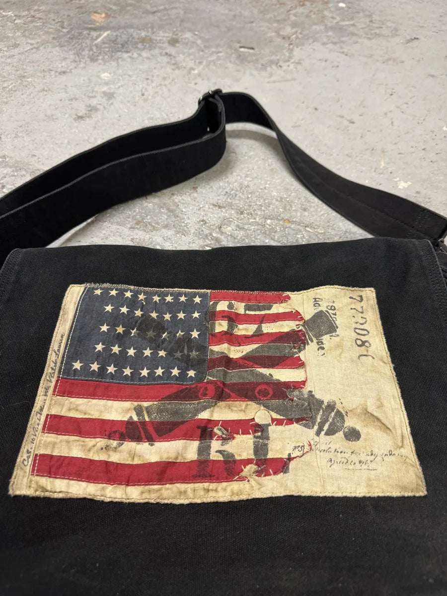 2000s Ralph Lauren USA Flag Black Shoulder Bag OomYOFb 3
