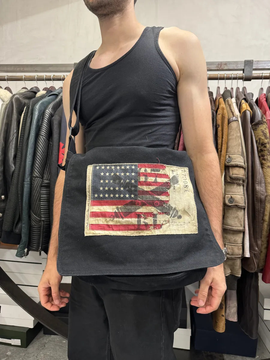 2000s Ralph Lauren USA Flag Black Shoulder Bag OomYOFb 8