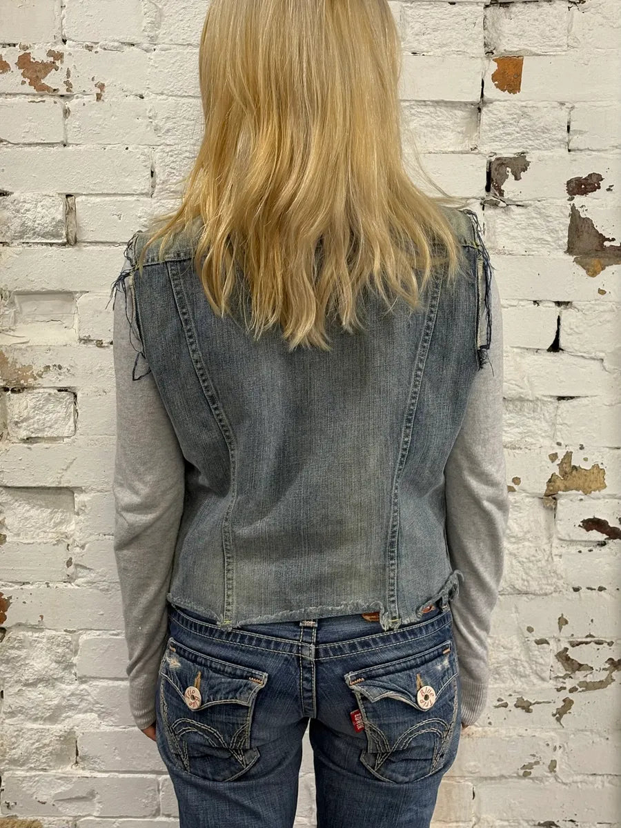 2000s Ralph Lauren USA Flag Blue Denim Vest Jacket vGXwITa 2