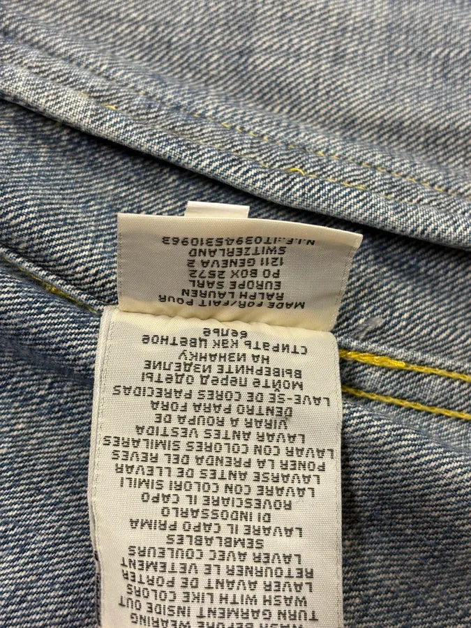 2000s Ralph Lauren USA Flag Blue Denim Vest Jacket vGXwITa 10