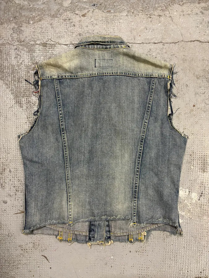 2000s Ralph Lauren USA Flag Blue Denim Vest Jacket vGXwITa 5
