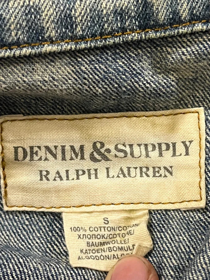 2000s Ralph Lauren USA Flag Blue Faded Denim Jacket HJOQrOw 8