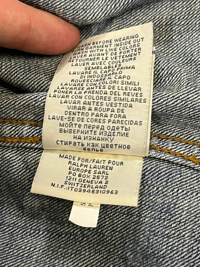 2000s Ralph Lauren USA Flag Blue Faded Denim Jacket HJOQrOw 9