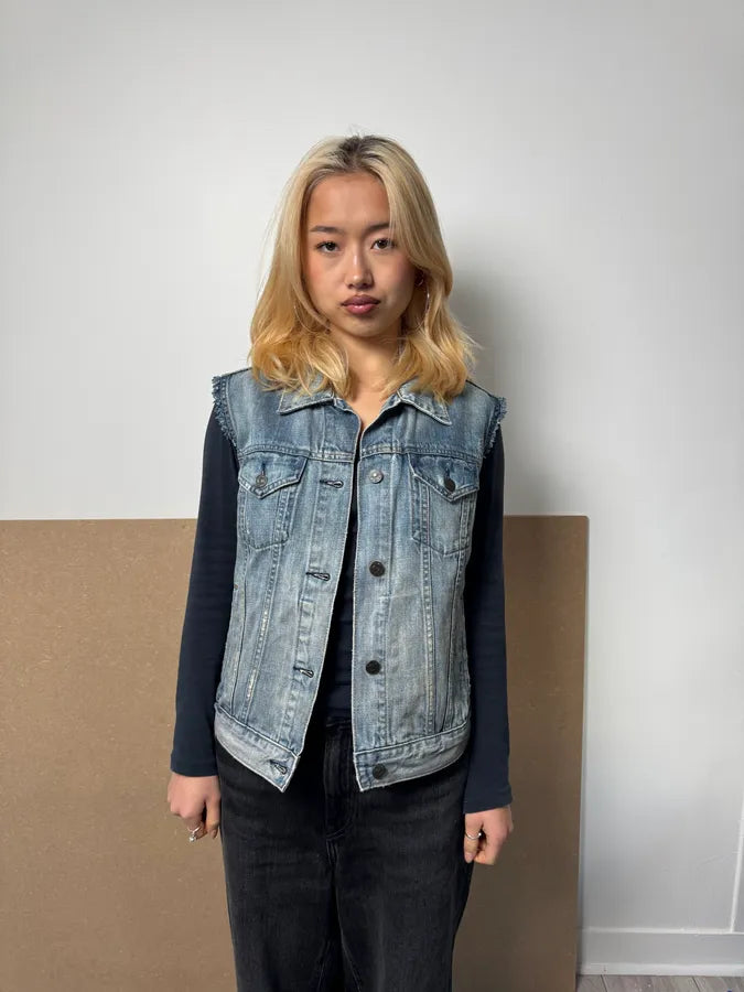 2000s Ralph Lauren USA Flag Denim Vest Jacket VVWFOTv 1