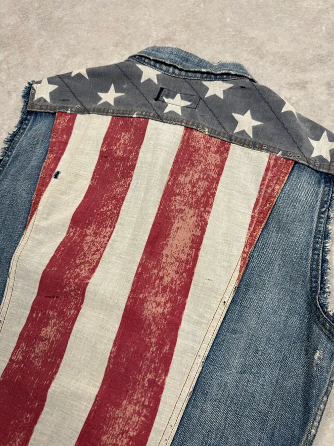 2000s Ralph Lauren USA Flag Denim Vest Jacket VVWFOTv 5