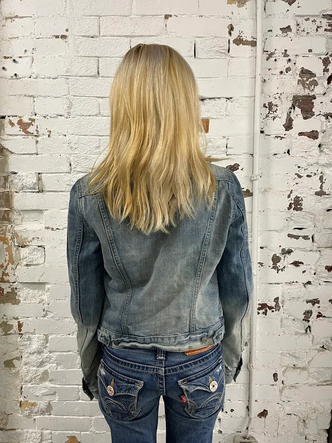 2000s Ralph Lauren USA Flag Distressed Denim Cropped Jacket upuvLFW 2