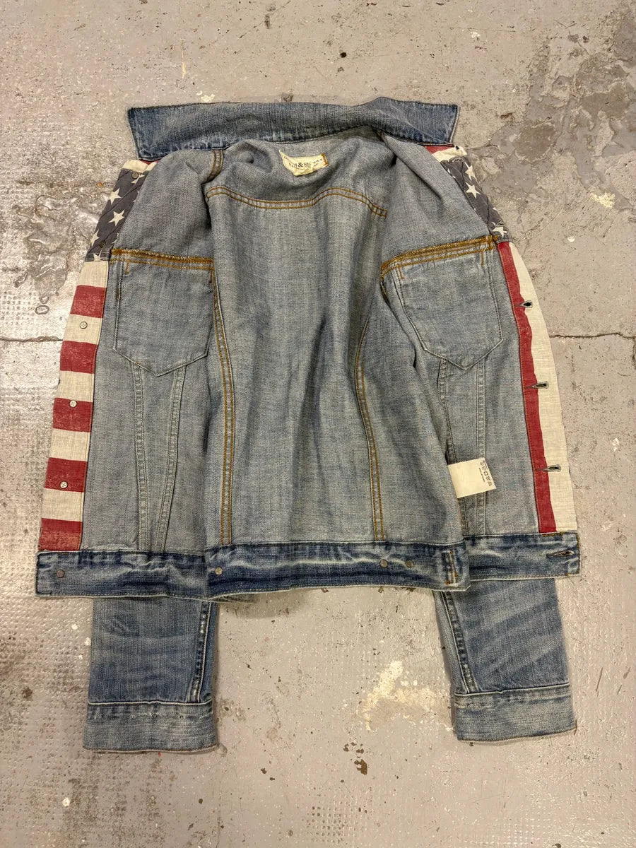 2000s Ralph Lauren USA Flag Distressed Denim Jacket eKSRued 5