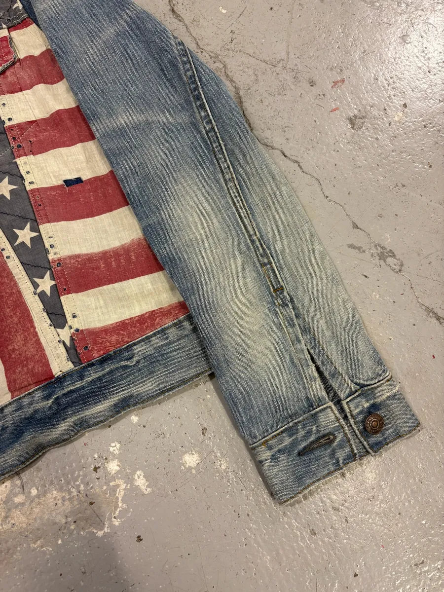 2000s Ralph Lauren USA Flag Distressed Denim Jacket eKSRued 9