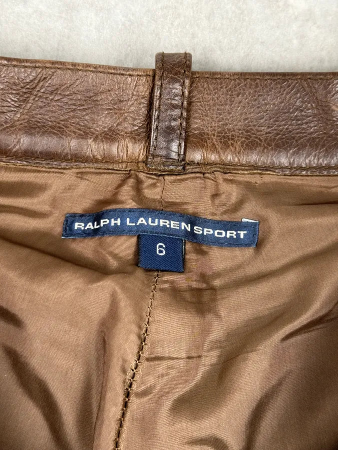 2000s Ralph Lauren Western Faded Brown Leather Pants gpTlUYw 9