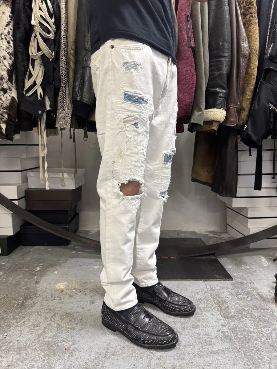 2000s Ralph Lauren White Distressed Slim Denim Jeans oKhwfZf 2