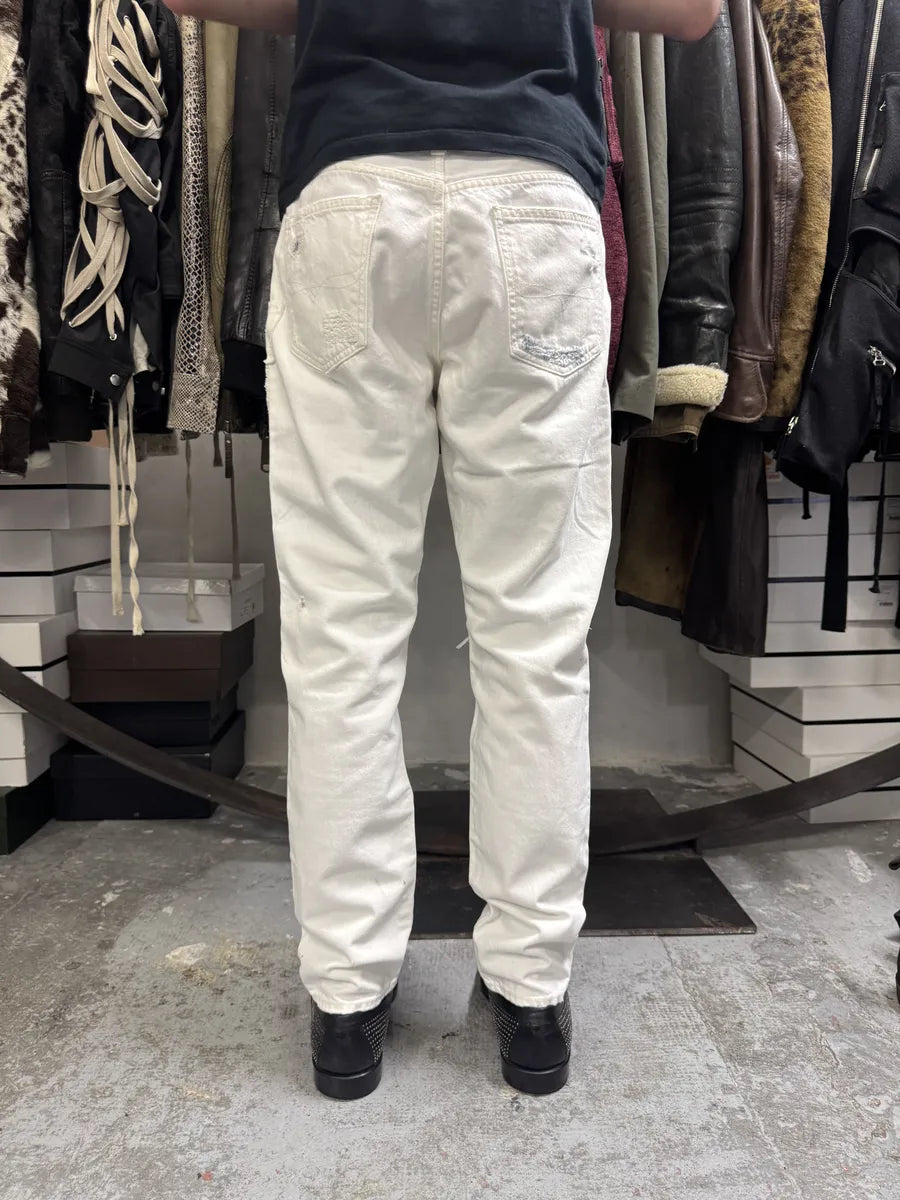 2000s Ralph Lauren White Distressed Slim Denim Jeans oKhwfZf 3