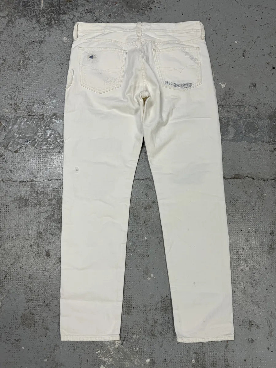 2000s Ralph Lauren White Distressed Slim Denim Jeans oKhwfZf 4
