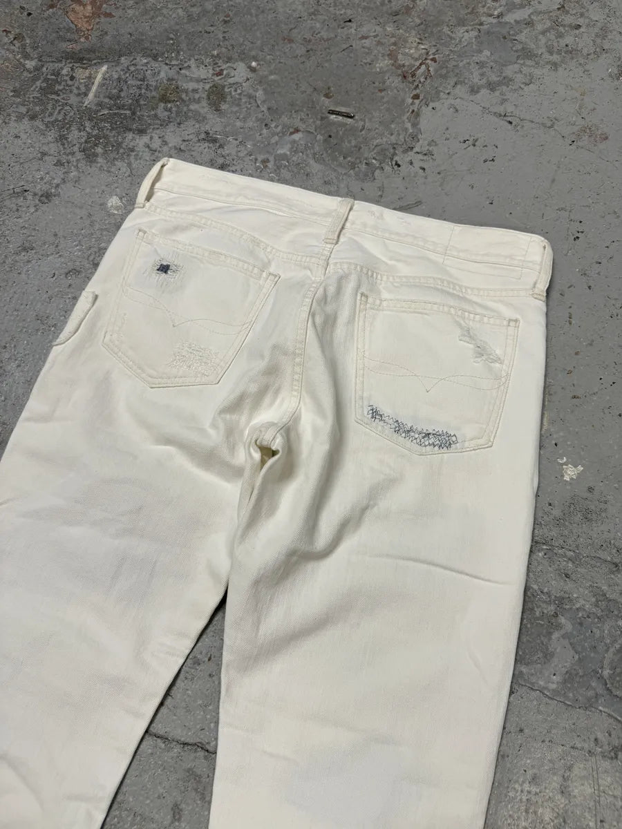 2000s Ralph Lauren White Distressed Slim Denim Jeans oKhwfZf 5