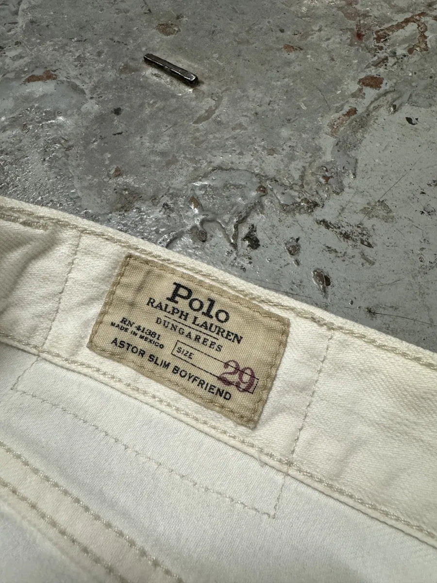 2000s Ralph Lauren White Distressed Slim Denim Jeans oKhwfZf 7