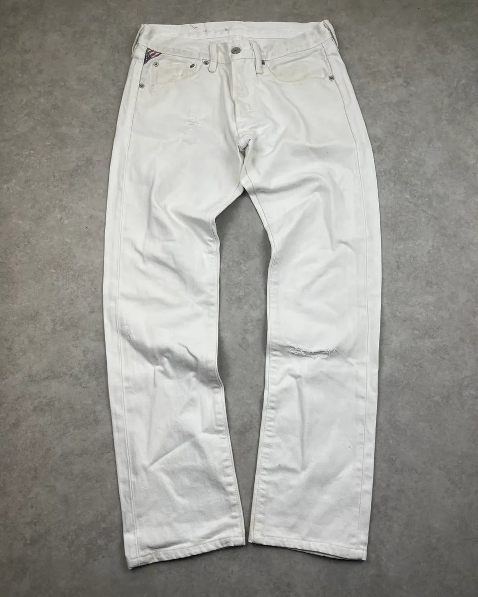 2010s Ralph Lauren White Straight Denim Jeans HuSHLQP 0