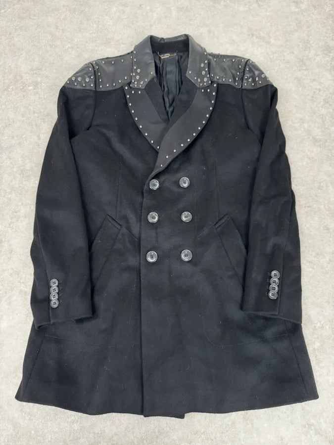 2000s Richmond Black Studded Long Classy Minimalist Coat vKMgUeu 0