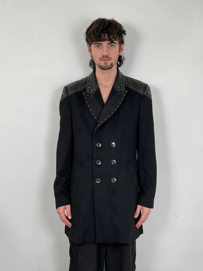 2000s Richmond Black Studded Long Classy Minimalist Coat vKMgUeu 1