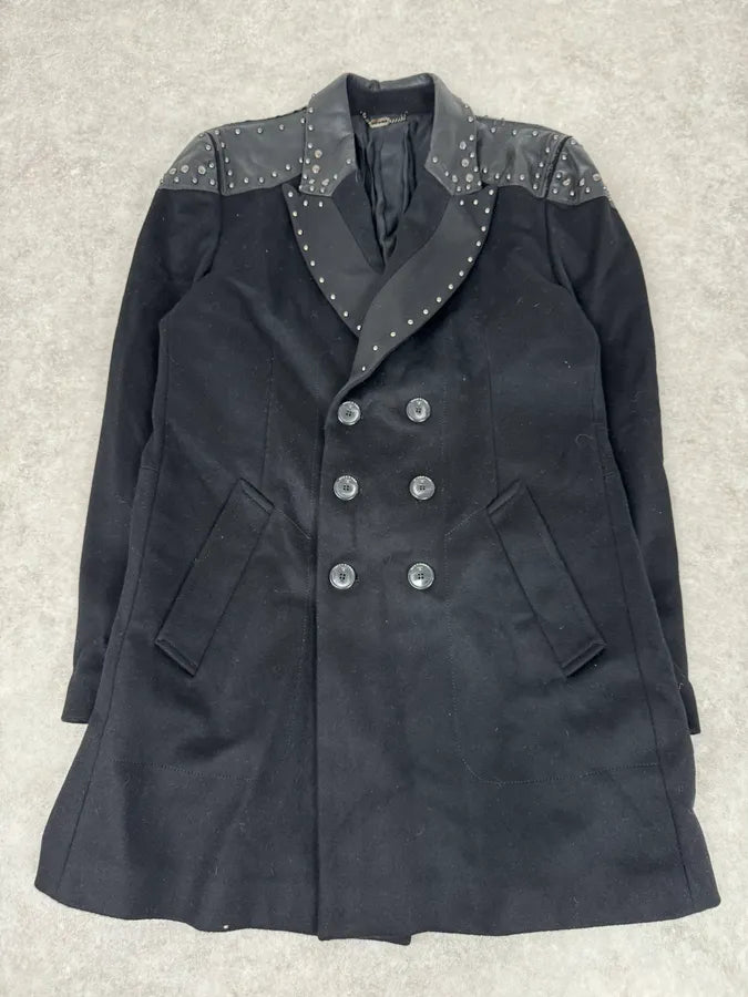 2000s Richmond Black Studded Long Classy Minimalist Coat vKMgUeu 3