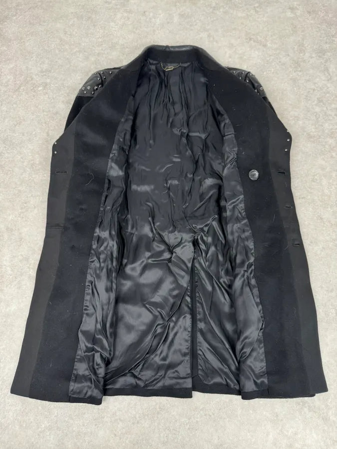 2000s Richmond Black Studded Long Classy Minimalist Coat vKMgUeu 7