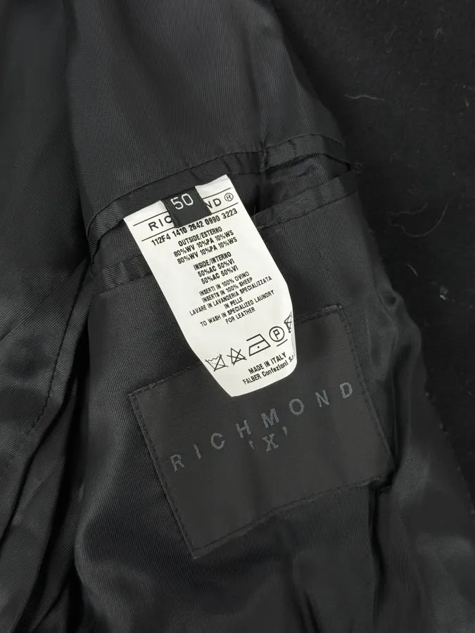 2000s Richmond Black Studded Long Classy Minimalist Coat vKMgUeu 9