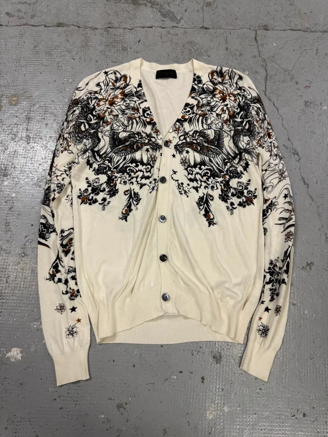 2000s Richmond Dragon Fantasy White Cardigan nwEcJpW 0