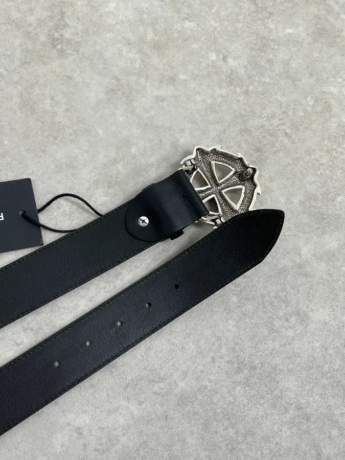 2000s Richmond Gothic Cross Buckle Black Leather Belt MxtcLeM 4