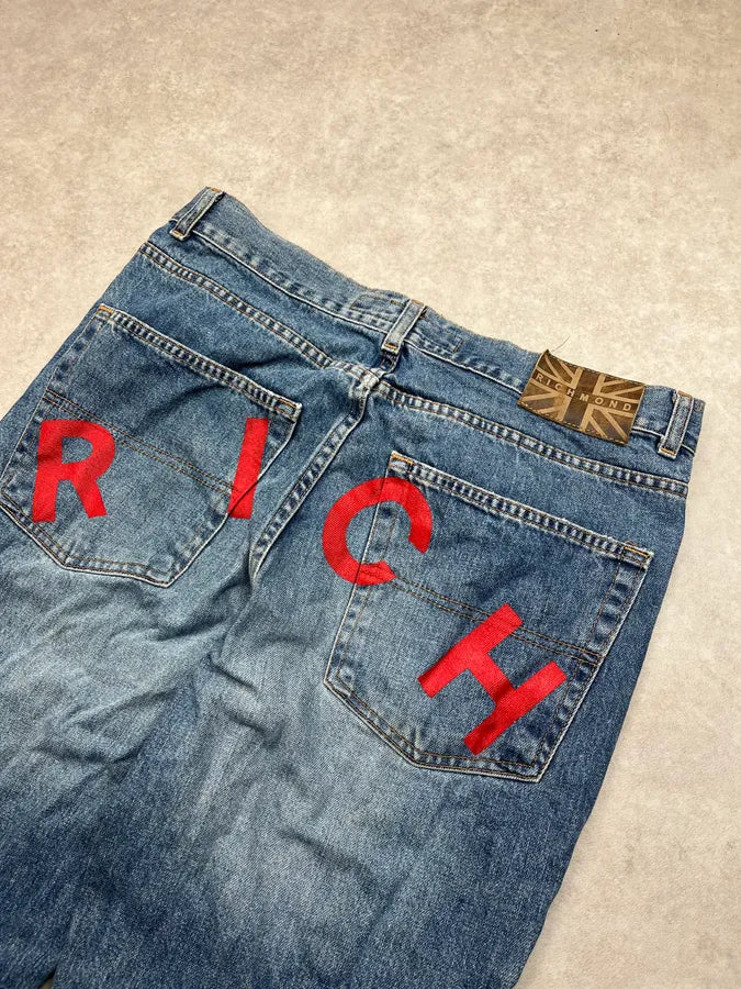 2000s Richmond Rich Blue Rebel Denim Jeans WSxnsnk 8