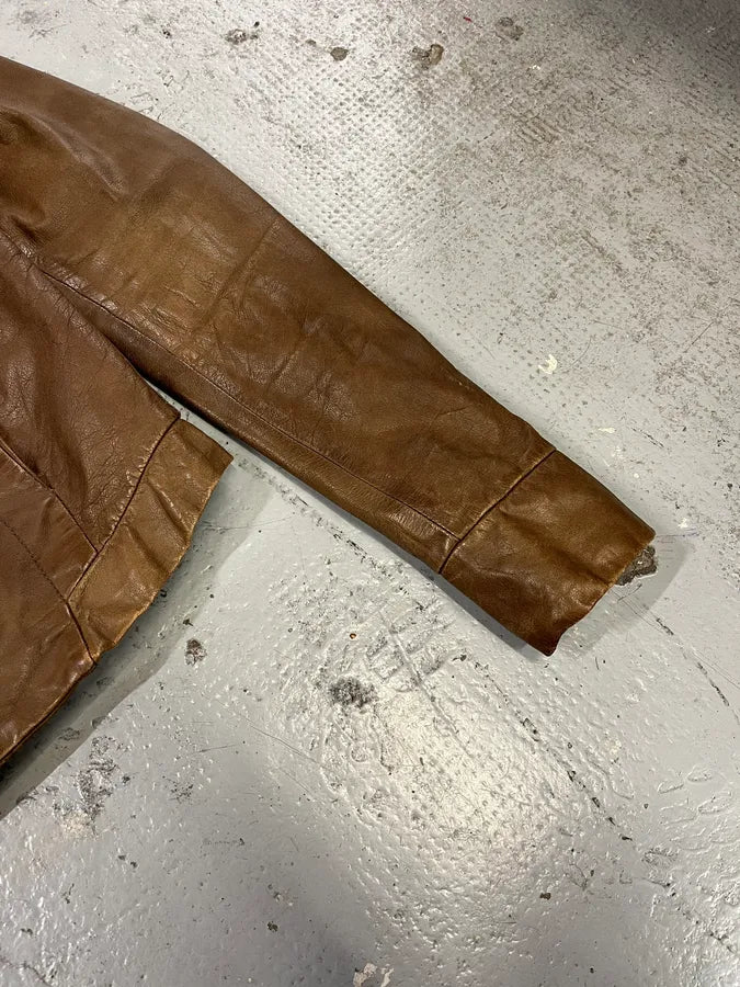 2000s Rick Owens Biker Brown Leather Jacket ENlZKtl 4