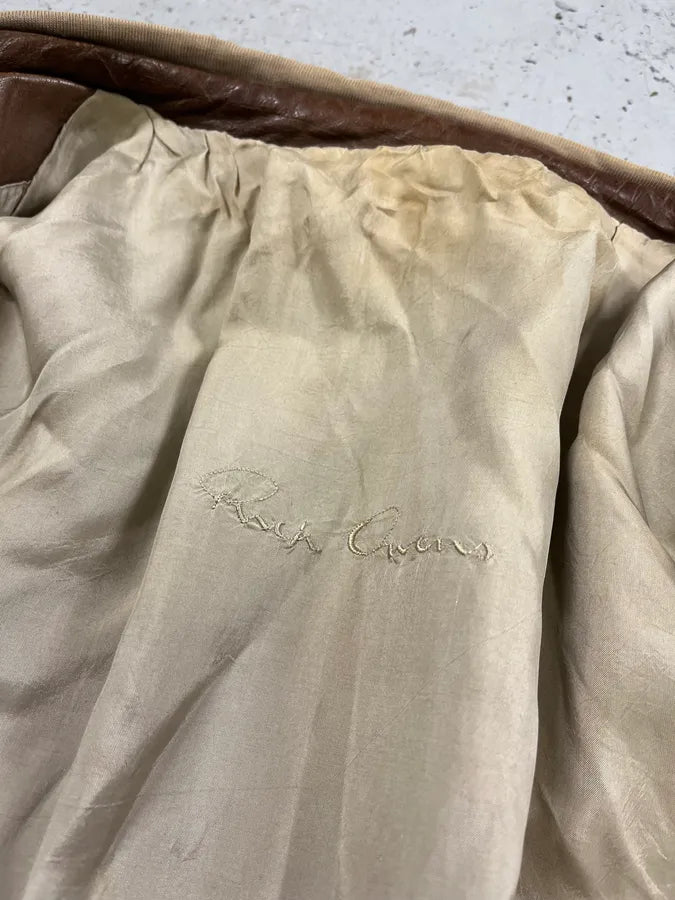 2000s Rick Owens Biker Brown Leather Jacket ENlZKtl 8
