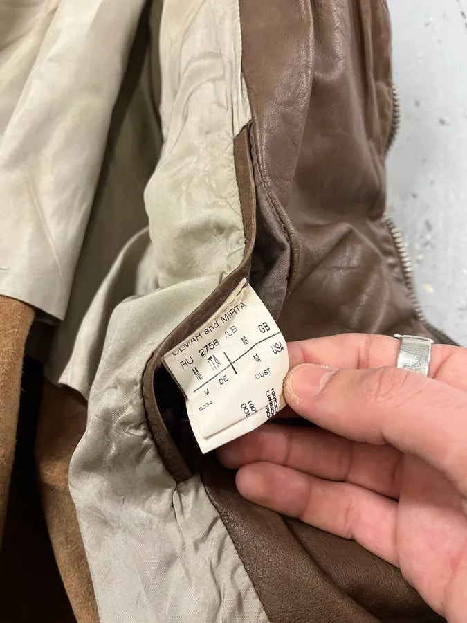 2000s Rick Owens Biker Brown Leather Jacket ENlZKtl 9