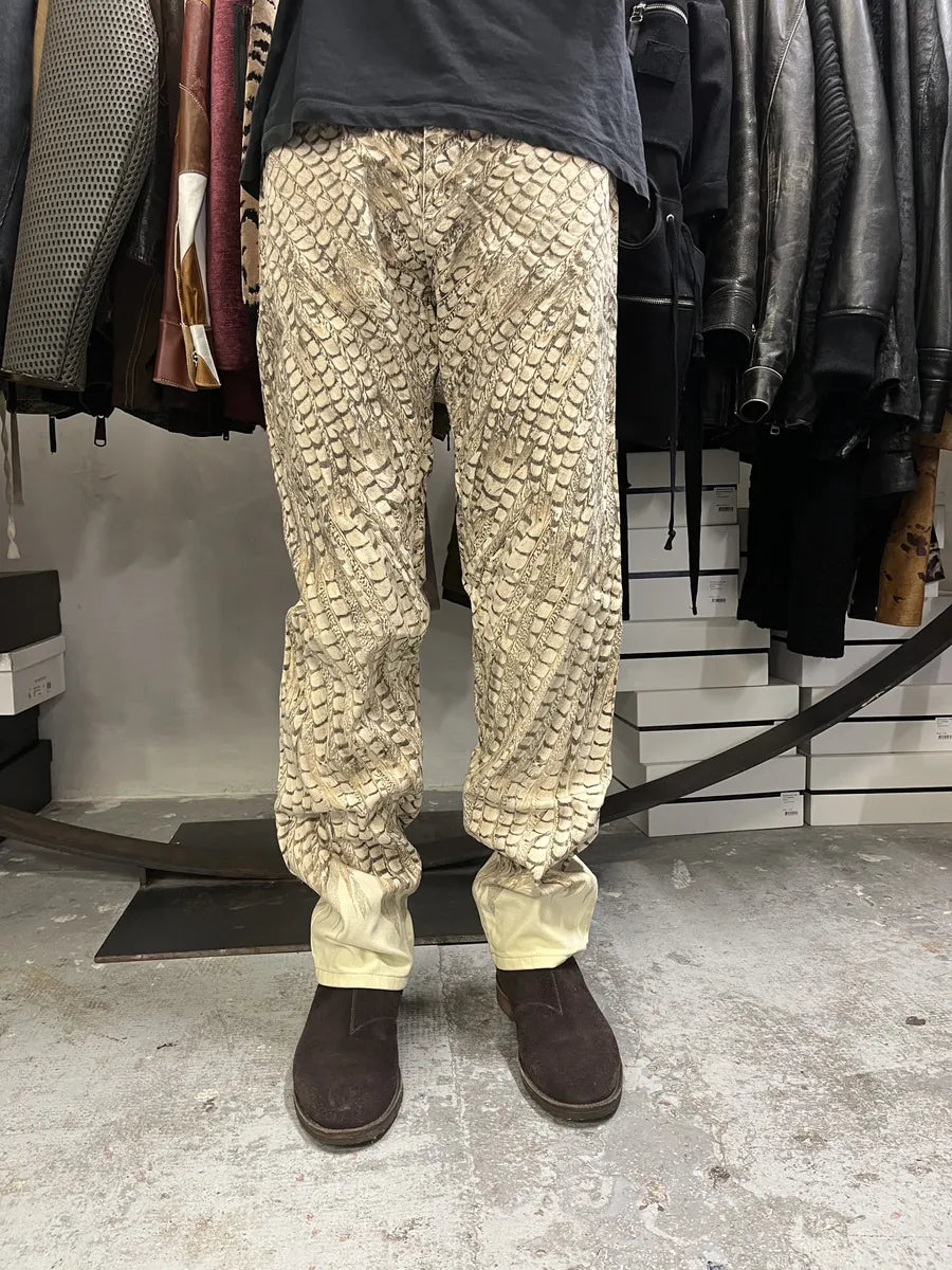 2000s Robero Cavalli Beige Feathers Pants OOYZFbt 2