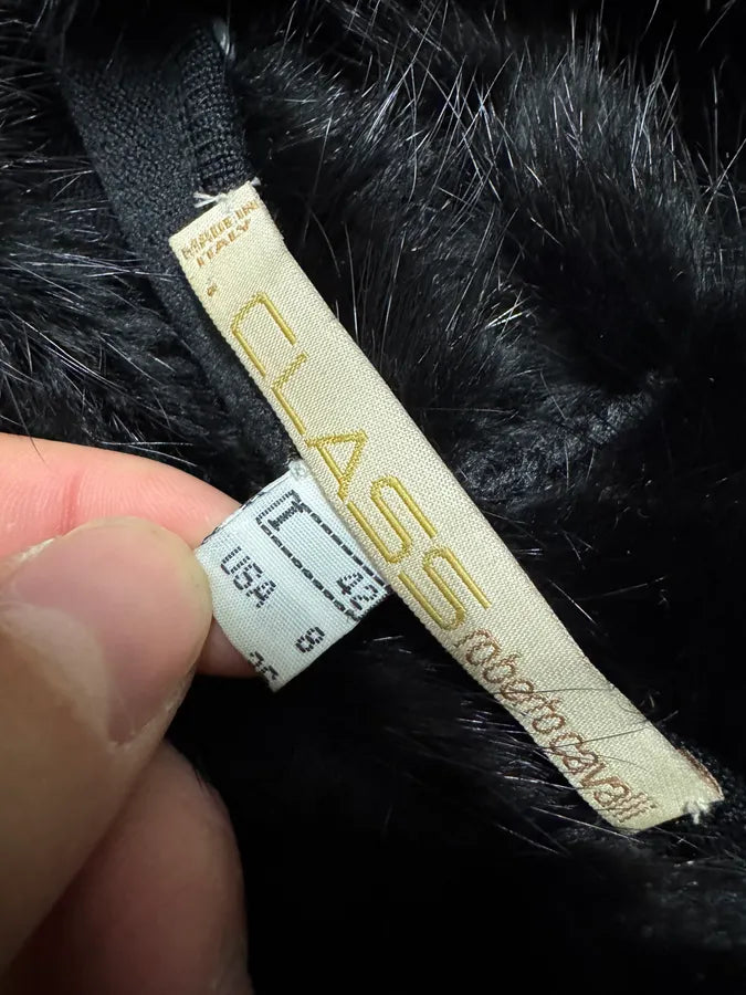 2000s Robero Cavalli Mink Fur Black Silk Top BjmSLuq 6