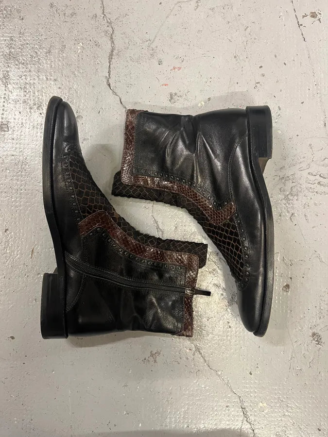 2000s Roberto Boticelli Python & Pony Hair Leather Brown Boots poVAJVC 2