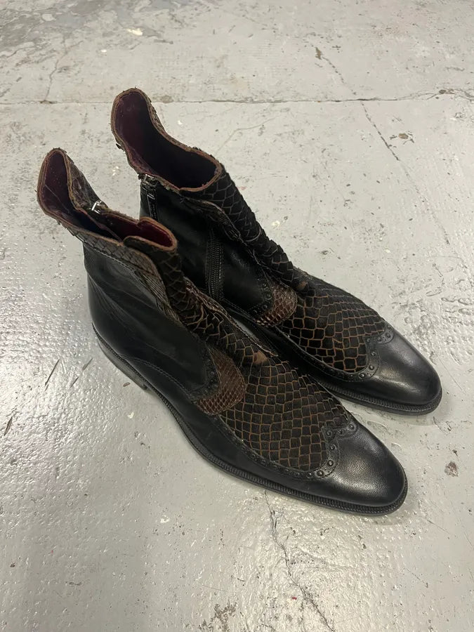 2000s Roberto Boticelli Python & Pony Hair Leather Brown Boots poVAJVC 4
