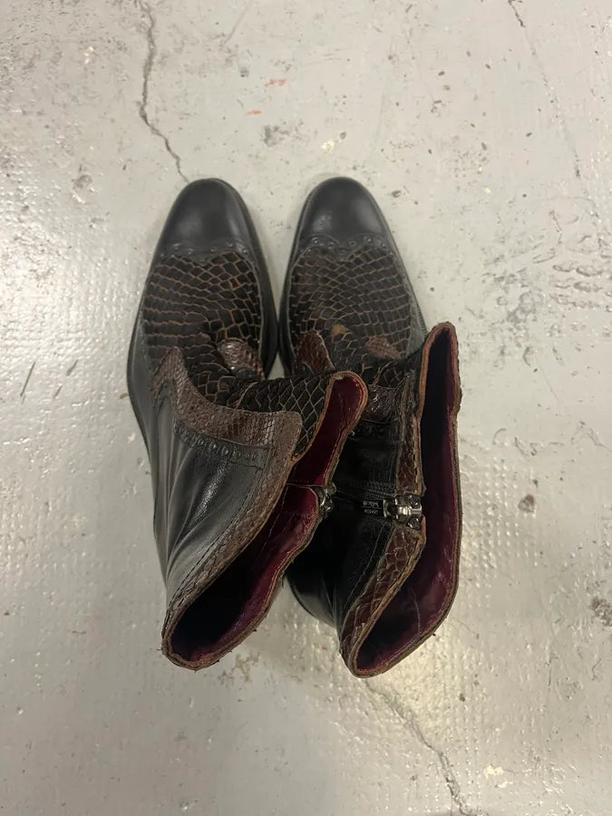 2000s Roberto Boticelli Python & Pony Hair Leather Brown Boots poVAJVC 5