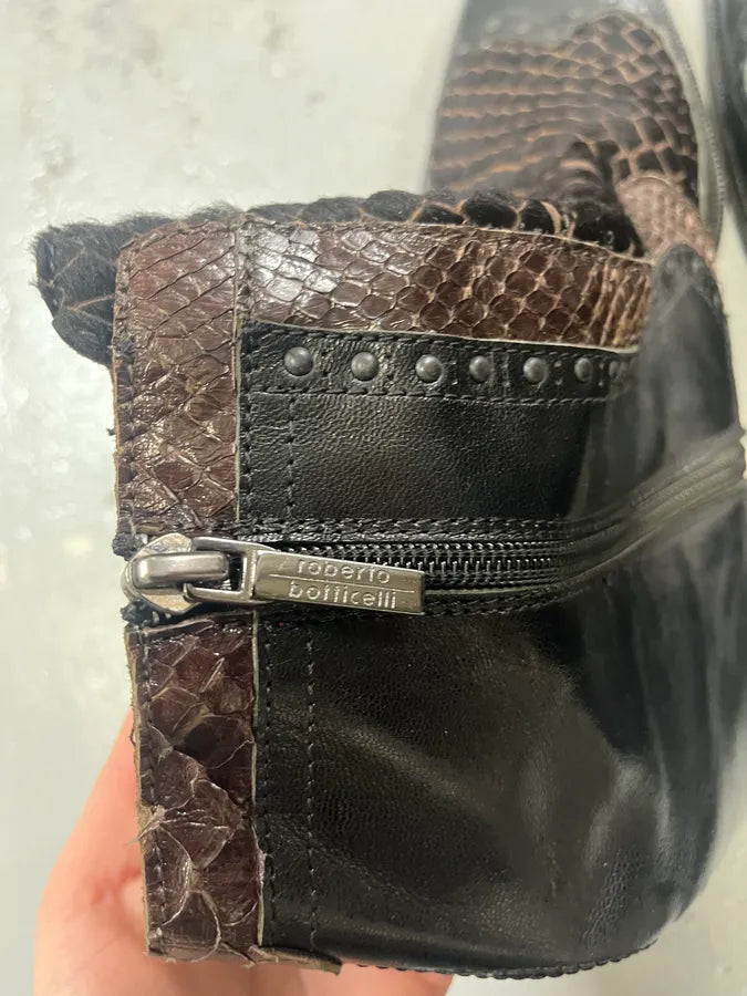 2000s Roberto Boticelli Python & Pony Hair Leather Brown Boots poVAJVC 7