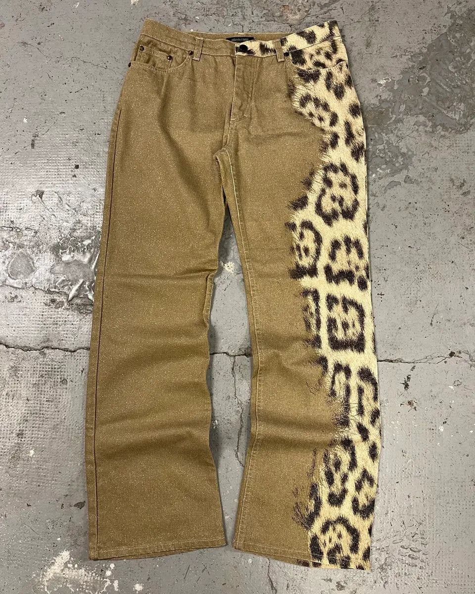 2000s Roberto Cavalli Leopard Expansion Beige Savage Pants (M) 0
