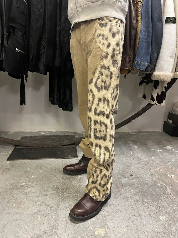 2000s Roberto Cavalli Leopard Expansion Beige Savage Pants (M) 1