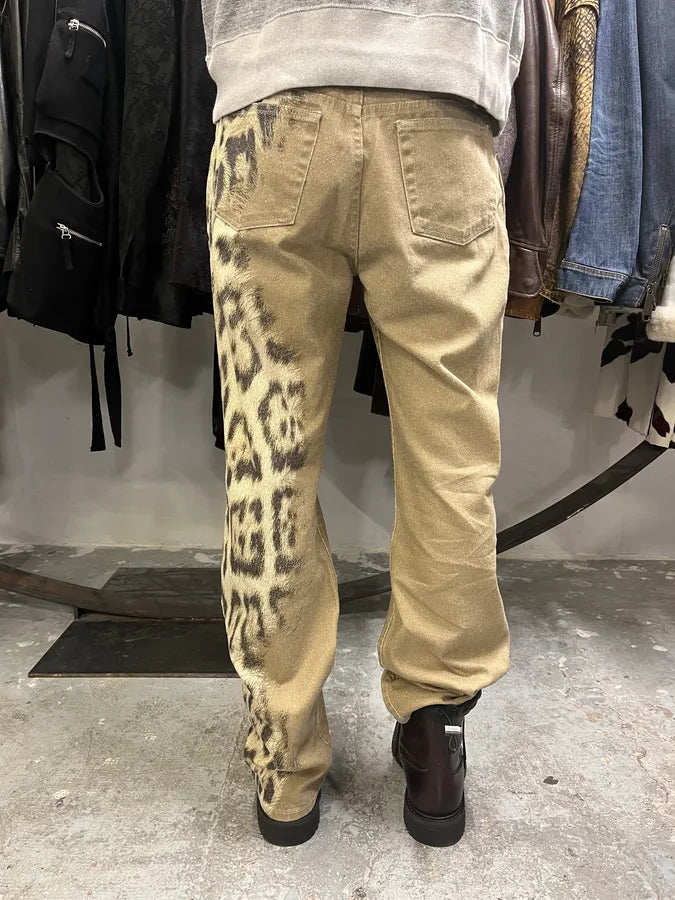 2000s Roberto Cavalli Leopard Expansion Beige Savage Pants (M) 2