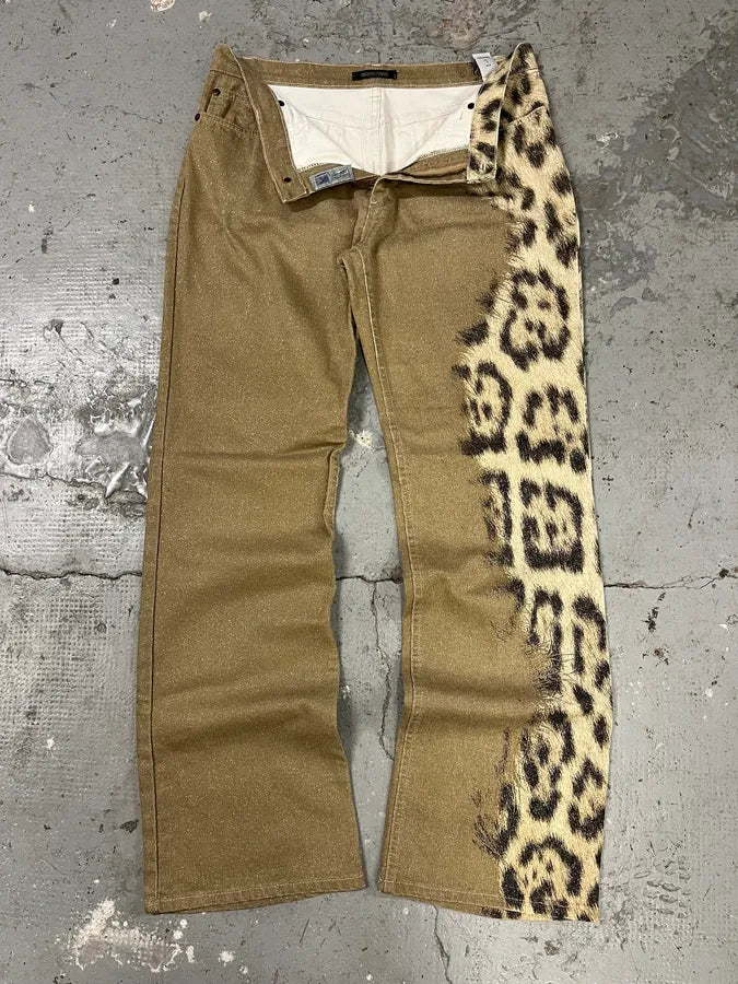 2000s Roberto Cavalli Leopard Expansion Beige Savage Pants (M) 3